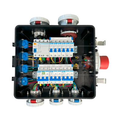Syntax MP24 Event Power Distro Box 63A 3pH+N+E 400V Black Bespoke Socket Board For Indonesia Project