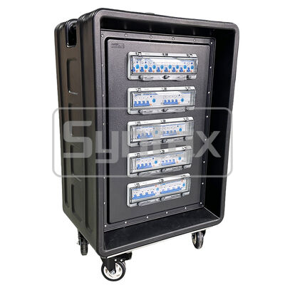 Syntax MD4 Three Phase 250AMP IP67 Waterproof HDPE Mobile Distribution Power Panel On Wheels With Differential Protected 630x430x900mm