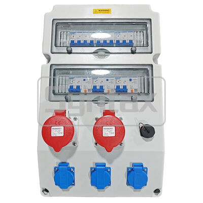 Síntese CX4 Caixa de Distribuição Montada em Parede 63AMP Três Fases Quatro Fio com IP65 Soquetes de Mennekes Impermeáveis e Interface de Rede RJ45