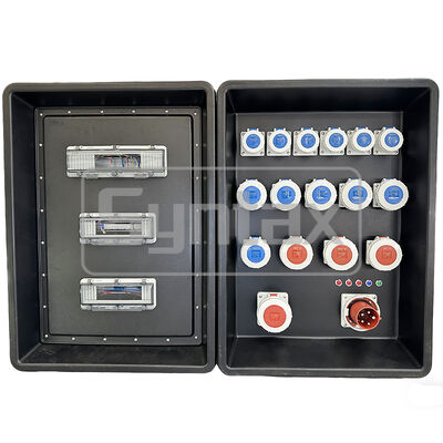 Quadro de Distribuição de Energia Portátil em HDPE à Prova d'Água IP67 Syntax MD4 Trifásico 63AMP para Eventos Esportivos da FIFA no Qatar 630x430x900mm