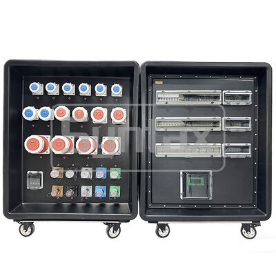 MD5 IP67 impermeável 500A Caixa de distribuição de energia portátil em três fases HDPE em rodas com bloqueios de energia 500A para eventos esportivos da FIFA no Qatar